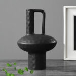 2-SOGA 20x30cm Ornament Contemporary Black Ceramic Vase Decorative for Minimalist and Elegant Home Decor