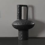 3-SOGA 20x30cm Ornament Contemporary Black Ceramic Vase Decorative for Minimalist and Elegant Home Decor