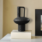 4-SOGA 20x30cm Ornament Contemporary Black Ceramic Vase Decorative for Minimalist and Elegant Home Decor