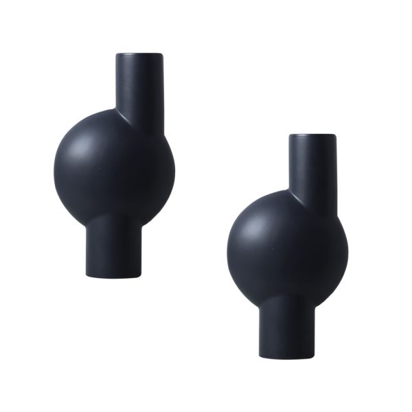 1-SOGA 2X 17x32cm Medium Ornament a Modern Abstract Vase Decorative Object Unique Shape with Narrow Neck for Home Decor