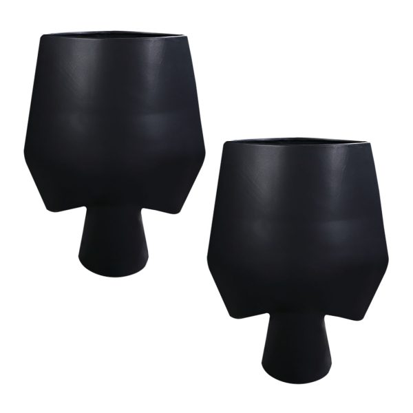 1-SOGA 2X 33x43cm Large Ornament Bodhi House Ceramic Handcrafted Modern Abstract Square Vase Home Decor