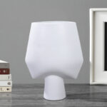 2-SOGA 33x43cm White Large Ornament Bodhi House Ceramic Handcrafted Modern Abstract Square Vase Home Decor