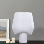 3-SOGA 33x43cm White Large Ornament Bodhi House Ceramic Handcrafted Modern Abstract Square Vase Home Decor