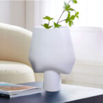 4-SOGA 33x43cm White Large Ornament Bodhi House Ceramic Handcrafted Modern Abstract Square Vase Home Decor