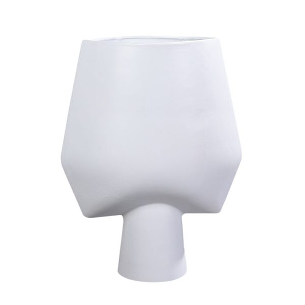 1-SOGA 33x43cm White Large Ornament Bodhi House Ceramic Handcrafted Modern Abstract Square Vase Home Decor