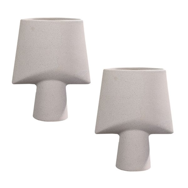 1-SOGA 2X 21x25.5cm Ornament Geometric Decor Ceramic Vase Flower Pots Decorative for Living Room Decoration