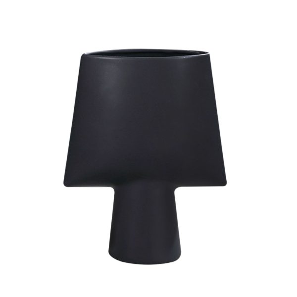 1-SOGA 21x25.5cm Small Black Ornament Geometric Decor Ceramic Vase Flower Pots Decorative for Living Room Decoration