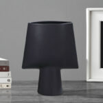 3-SOGA 2X 21x25.5cm Small Black Ornament Geometric Decor Ceramic Vase Flower Pots Decorative for Living Room Decoration