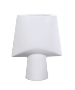 1-SOGA 21x25.5cm Small White Ornament Geometric Decor Ceramic Vase Flower Pots Decorative for Living Room Decoration