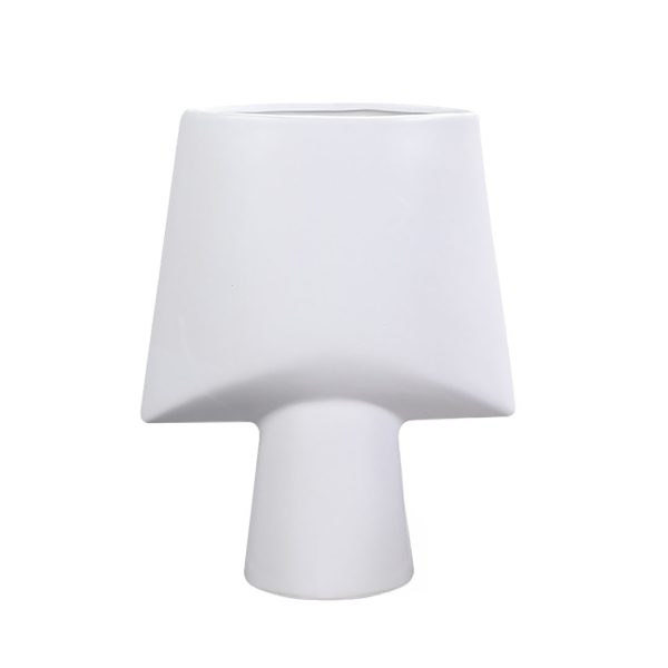 1-SOGA 21x25.5cm Small White Ornament Geometric Decor Ceramic Vase Flower Pots Decorative for Living Room Decoration
