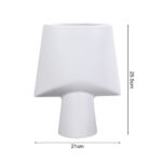 5-SOGA 2X 21x25.5cm Small White Ornament Geometric Decor Ceramic Vase Flower Pots Decorative for Living Room Decoration