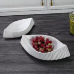 3-SOGA 37x12.5cm Ornament Boat Shaped Plate Ceramic Food Decoration Serving Tray For Kitchenware