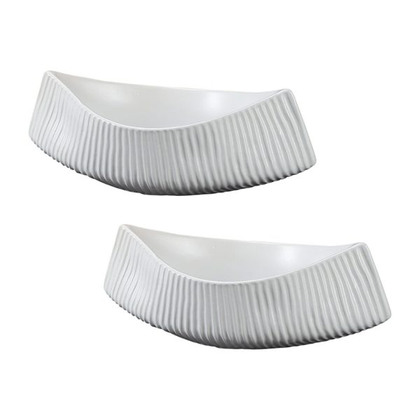 1-SOGA 2X 37x12.5cm Ornament Boat Shaped Plate Ceramic Food Decoration Serving Tray For Kitchenware