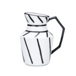 1-SOGA 23.5x19.5cm Ornament Modern Ceramic Decorative Pitcher Striped Vase with Handle with Geometric Design for Home D?cor