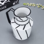 3-SOGA 23.5x19.5cm Ornament Modern Ceramic Decorative Pitcher Striped Vase with Handle with Geometric Design for Home D?cor