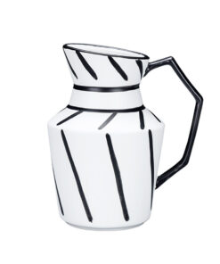 1-SOGA 23.5x19.5cm Ornament Modern Ceramic Decorative Pitcher Striped Vase with Handle with Geometric Design for Home D?cor