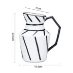 5-SOGA 23.5x19.5cm Ornament Modern Ceramic Decorative Pitcher Striped Vase with Handle with Geometric Design for Home D?cor