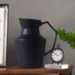 3-SOGA 23.5cmx19.5cm Ornament Black Modern Ceramic Decorative Pitcher Vase with Handle for Home D?cor