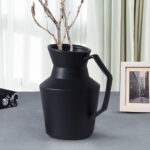 6-SOGA 23.5cmx19.5cm Ornament Black Modern Ceramic Decorative Pitcher Vase with Handle for Home D?cor