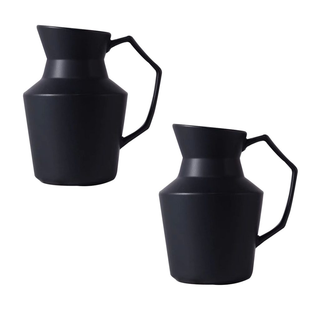 1-SOGA 2X 23.5cmx19.5cm Ornament Black Modern Ceramic Decorative Pitcher Vase with Handle for Home D?cor