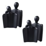 1-SOGA 2X Ornament Set of 2 Abstract Human Figurine Sculptures Minimalist Modern Art Statues for Home D?cor