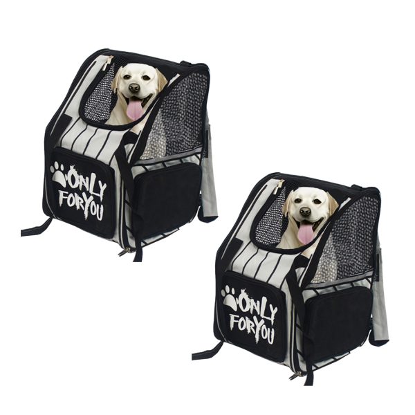 1-SOGA 2X Black Pet Carrier Backpack Breathable Mesh Portable Safety Travel Essentials Outdoor Bag