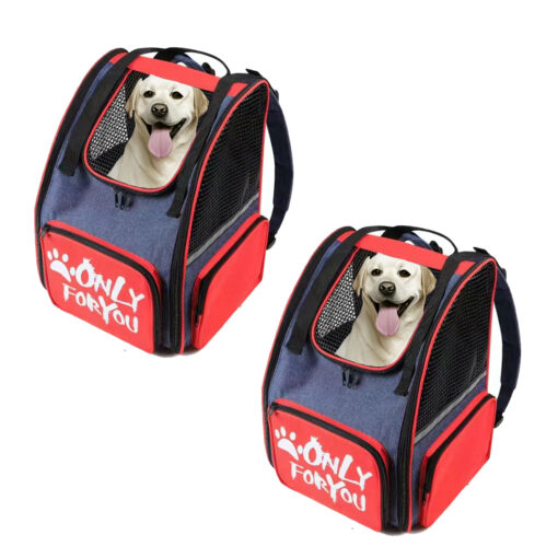 1-SOGA 2X Red Pet Carrier Backpack Breathable Mesh Portable Safety Travel Essentials Outdoor Bag