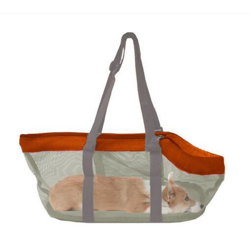 1-SOGA Orange Pet Carrier Bag Breathable Net Mesh Tote Pouch Dog Cat Travel Essentials