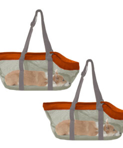 1-SOGA 2X Orange Pet Carrier Bag Breathable Net Mesh Tote Pouch Dog Cat Travel Essentials