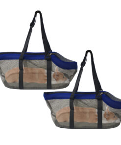 1-SOGA 2X Grey Pet Carrier Bag Breathable Net Mesh Tote Pouch Dog Cat Travel Essentials