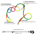 3-SOGA 220cm Multifunction Hands-Free Rope Pet Cat Dog Puppy Double Ended Leash for Walking Training Tracking Obedience Rainbow