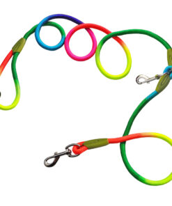 1-SOGA 220cm Multifunction Hands-Free Rope Pet Cat Dog Puppy Double Ended Leash for Walking Training Tracking Obedience Rainbow