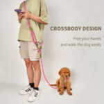 2-SOGA 220cm Multifunction Hands-Free Rope Pet Cat Dog Puppy Double Ended Leash for Walking Training Tracking Obedience Pink