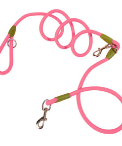 1-SOGA 220cm Multifunction Hands-Free Rope Pet Cat Dog Puppy Double Ended Leash for Walking Training Tracking Obedience Pink