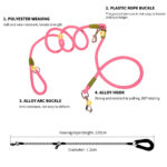 3-SOGA 2X 220cm Multifunction Hands-Free Rope Pet Cat Dog Puppy Double Ended Leash for Walking Training Tracking Obedience Pink