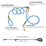 3-SOGA 220cm Multifunction Hands-Free Rope Pet Cat Dog Puppy Double Ended Leash for Walking Training Tracking Obedience Blue