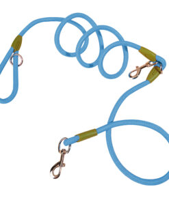 1-SOGA 220cm Multifunction Hands-Free Rope Pet Cat Dog Puppy Double Ended Leash for Walking Training Tracking Obedience Blue