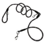 1-SOGA 220cm Multifunction Hands-Free Rope Pet Cat Dog Puppy Double Ended Leash for Walking Training Tracking Obedience Black
