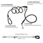 3-SOGA 220cm Multifunction Hands-Free Rope Pet Cat Dog Puppy Double Ended Leash for Walking Training Tracking Obedience Black