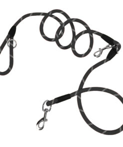 1-SOGA 220cm Multifunction Hands-Free Rope Pet Cat Dog Puppy Double Ended Leash for Walking Training Tracking Obedience Black