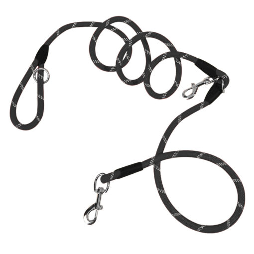 1-SOGA 220cm Multifunction Hands-Free Rope Pet Cat Dog Puppy Double Ended Leash for Walking Training Tracking Obedience Black