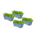 1-SOGA 49.5cm Blue Rectangular Planter Vegetable Herb Flower Outdoor Plastic Box with Holder Balcony Garden Decor Set of 4