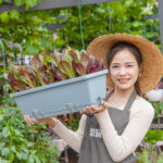 4-SOGA 49.5cm Blue Rectangular Planter Vegetable Herb Flower Outdoor Plastic Box with Holder Balcony Garden Decor Set of 5