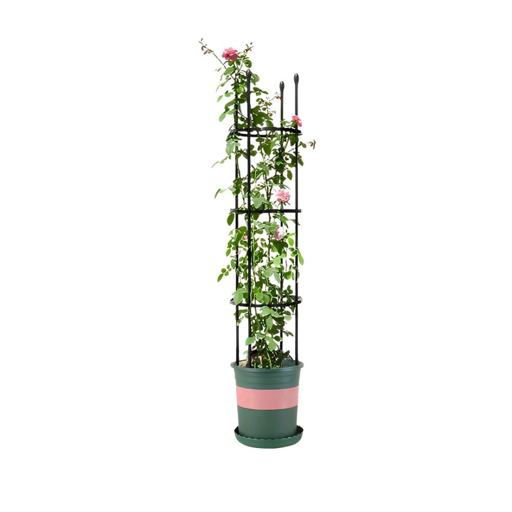 1-SOGA 133cm 4-Bar Plant Frame Stand Trellis Vegetable Flower Herbs Outdoor Vine Support Garden Rack with Rings