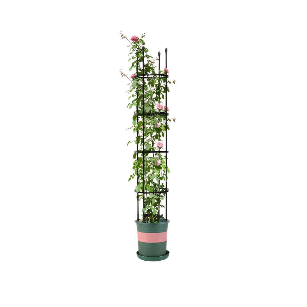 1-SOGA 163cm 4-Bar Plant Frame Stand Trellis Vegetable Flower Herbs Outdoor Vine Support Garden Rack with Rings