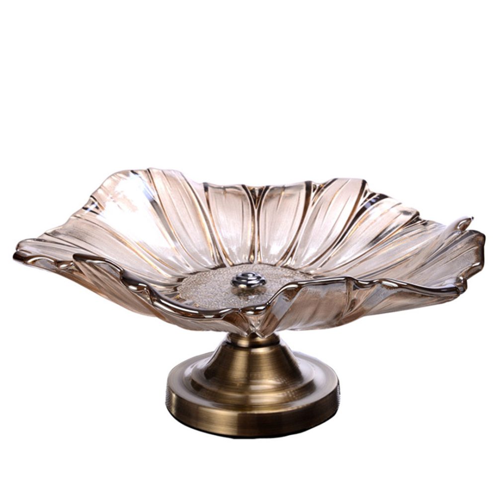 1-SOGA Bronze Tulip Crystal Glass Fruit Bowl Candy Holder Countertop Dessert Serving Basket Decor