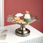 3-SOGA Bronze Tulip Crystal Glass Fruit Bowl Candy Holder Countertop Dessert Serving Basket Decor