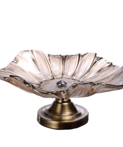 1-SOGA Bronze Tulip Crystal Glass Fruit Bowl Candy Holder Countertop Dessert Serving Basket Decor