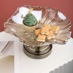 4-SOGA Bronze Tulip Crystal Glass Fruit Bowl Candy Holder Countertop Dessert Serving Basket Decor