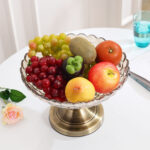 6-SOGA Bronze Pedestal Crystal Glass Fruit Bowl Candy Holder Countertop Dessert Serving Basket Decor